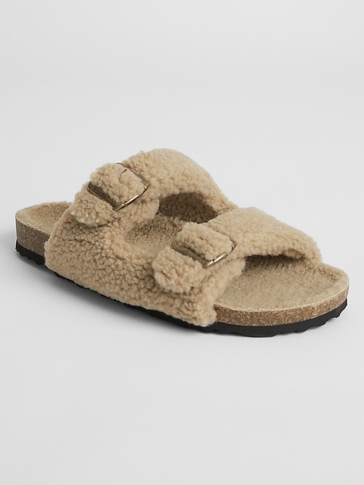 View large product image 1 of 1. Sherpa Buckle-Strap Sandals