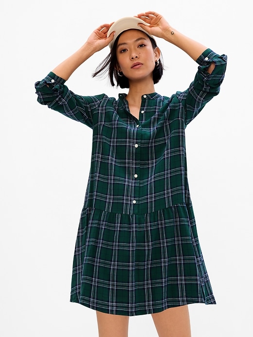slim fit dress slacks Rihoas Plaid Button Front Collar A Line Mini Dress
