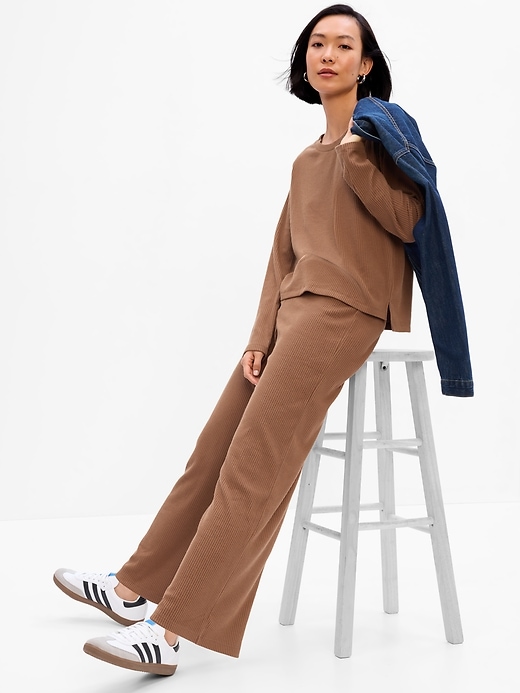 Image number 1 showing, Cozy Ribbed Straight Leg Pants