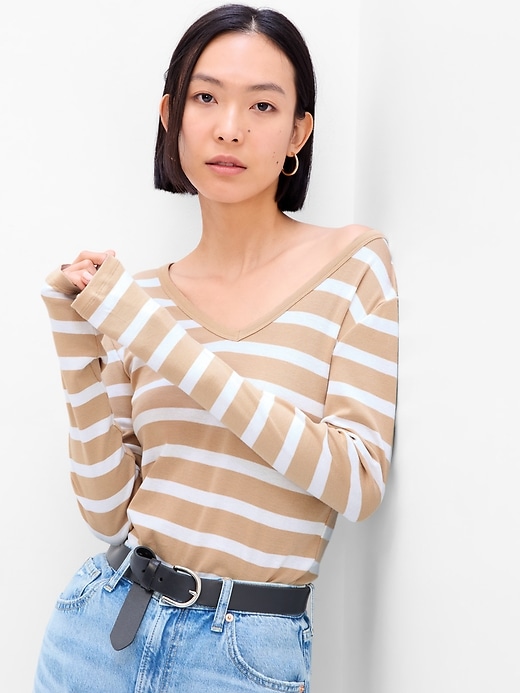 Image number 5 showing, Favorite Stripe V-Neck