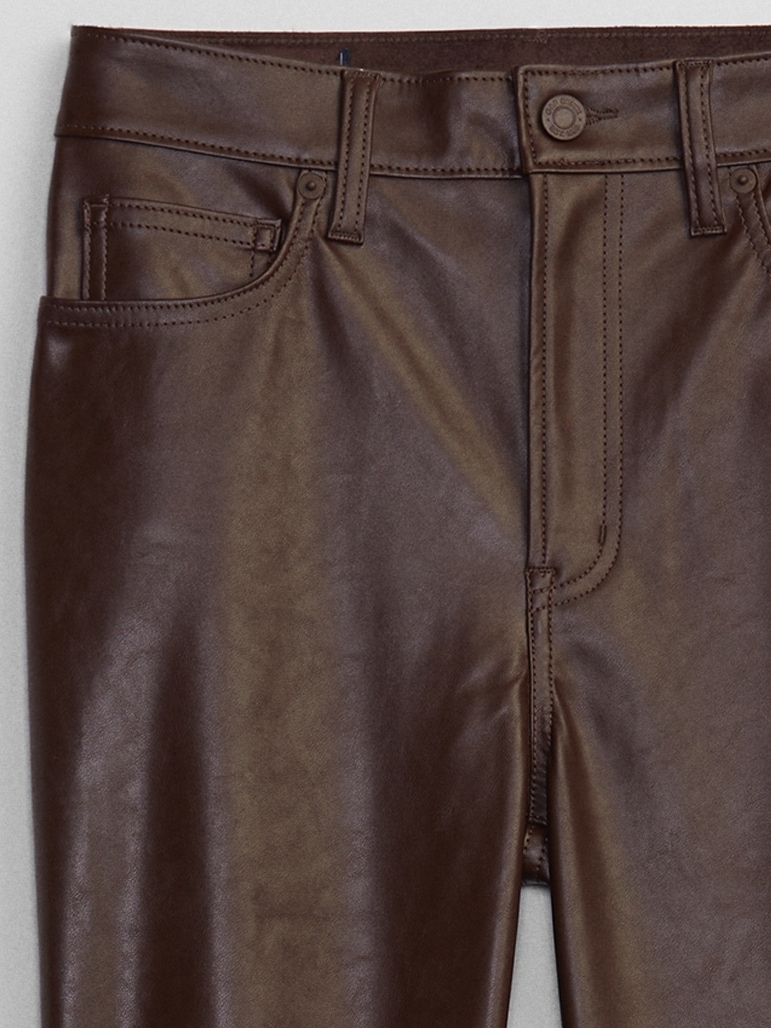 High Rise Vintage Slim Faux-Leather Pants