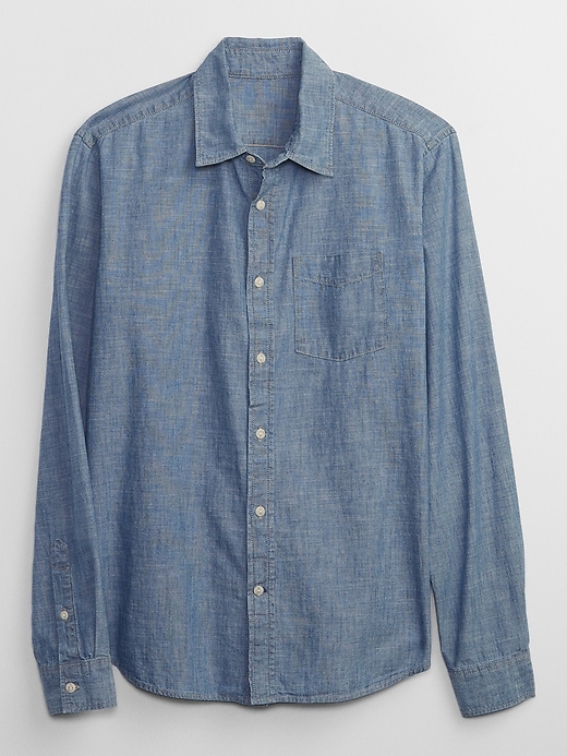 Image number 3 showing, Chambray Shirt in Untucked Fit