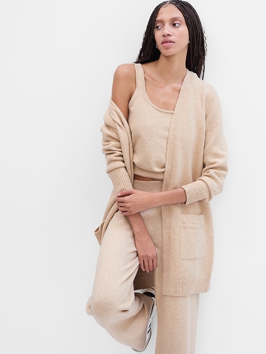 View large product image 1 of 1. Cozy Long Open-Front Cardigan