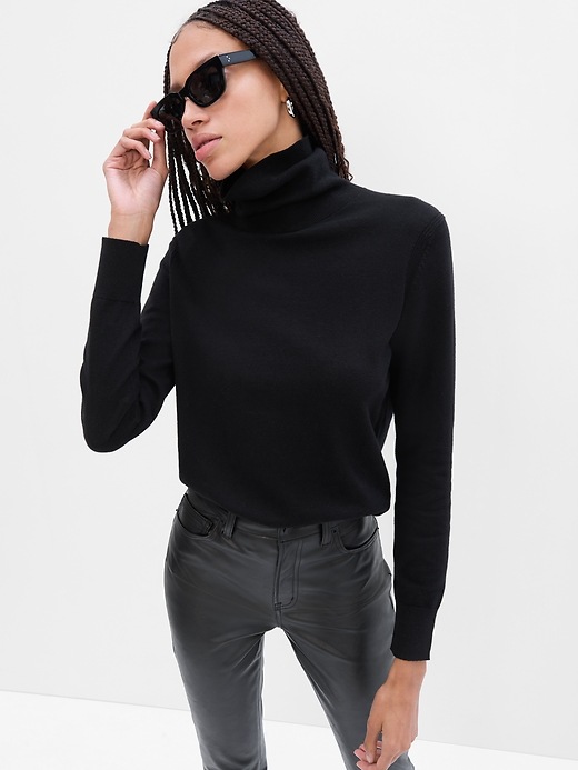 100% Cotton Oversized Split-Hem Mockneck Sweater | Gap