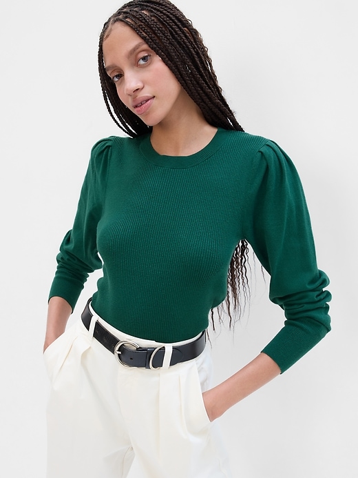 Image number 5 showing, Fitted Puff Sleeve Sweater