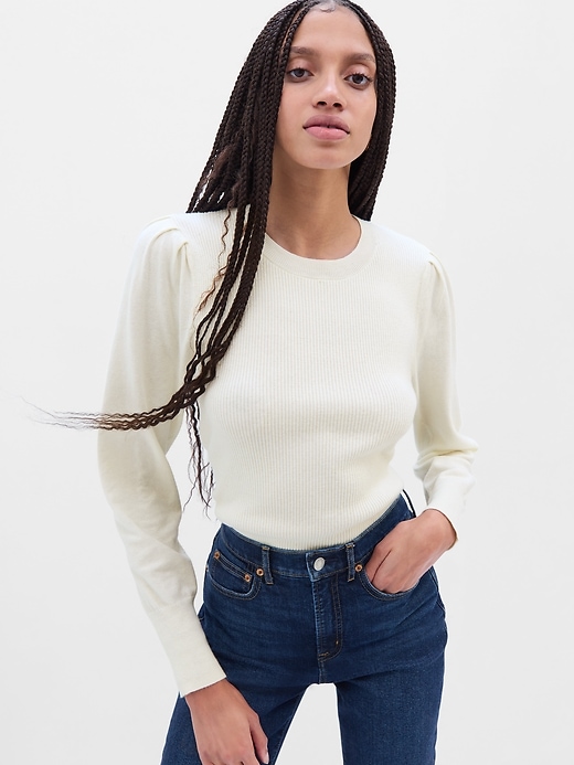 Image number 6 showing, Fitted Puff Sleeve Sweater