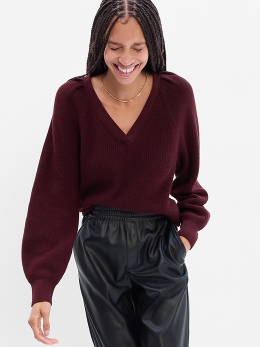 Image number 6 showing, Textured Puff Sleeve Sweater