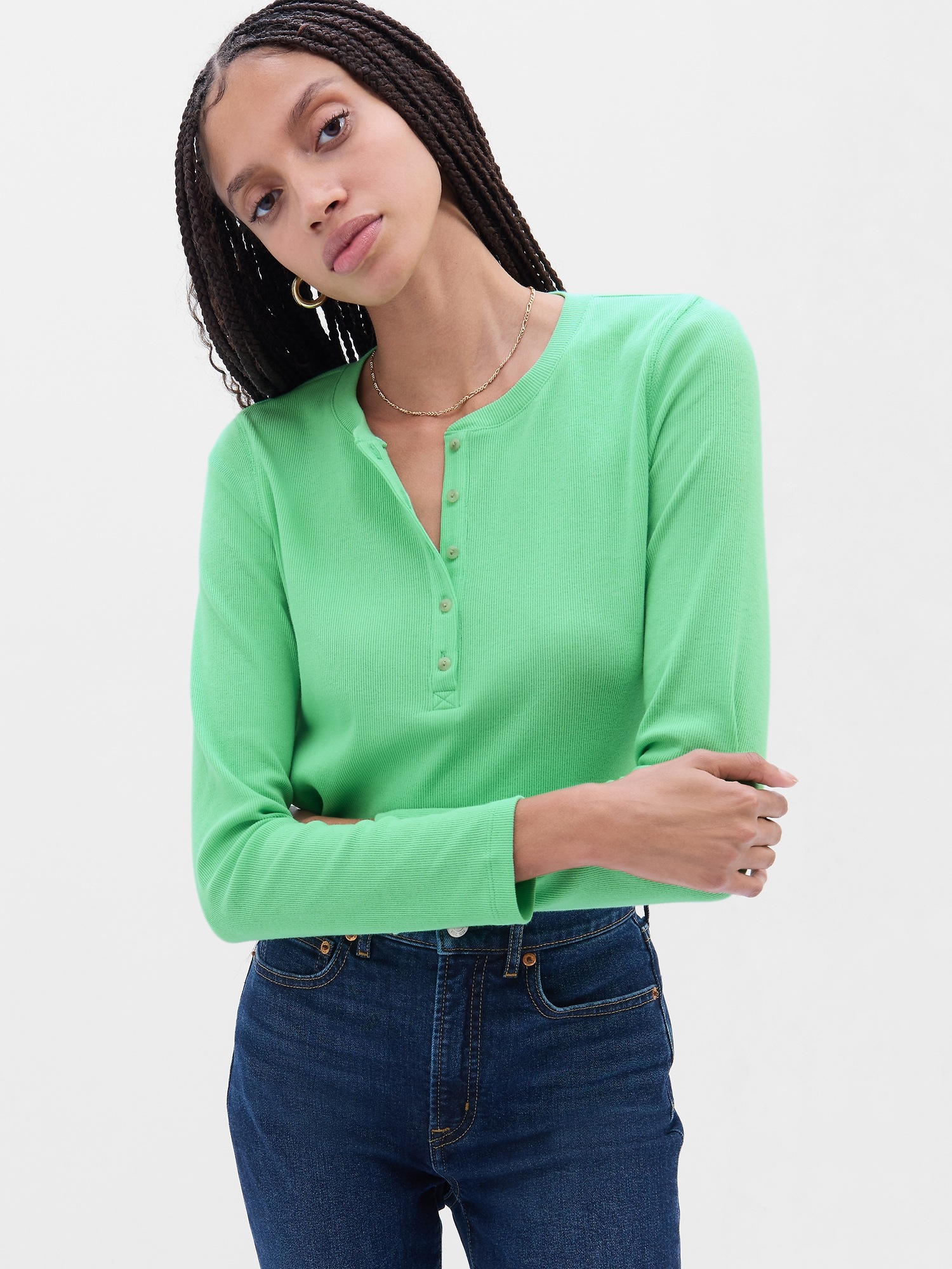 Ribbed Henley TShirt Gap Factory