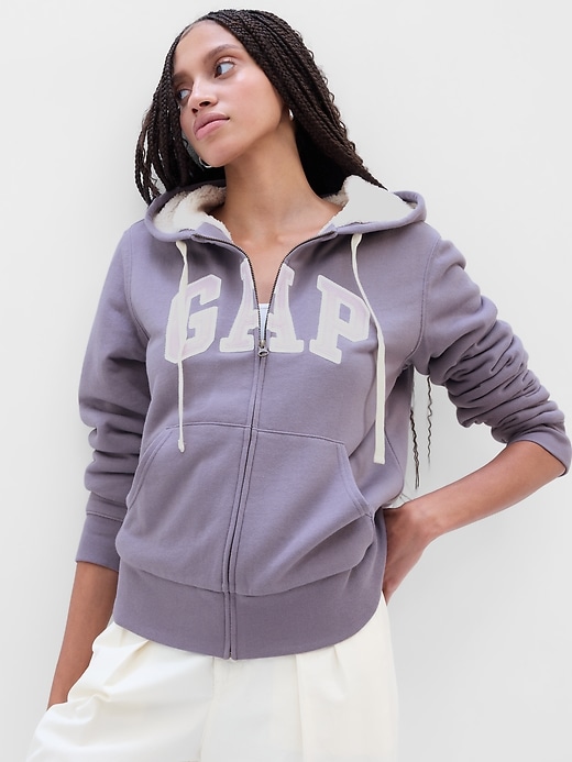 View large product image 1 of 1. Gap Logo Sherpa-Lined Hoodie