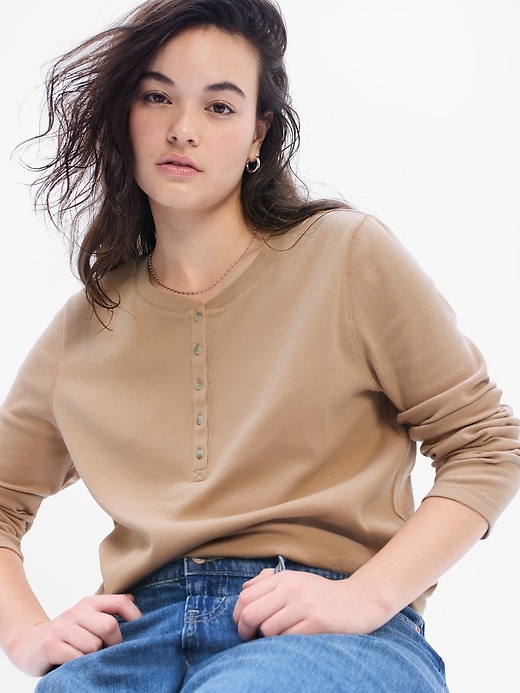 Ribbed Henley TShirt Gap Factory