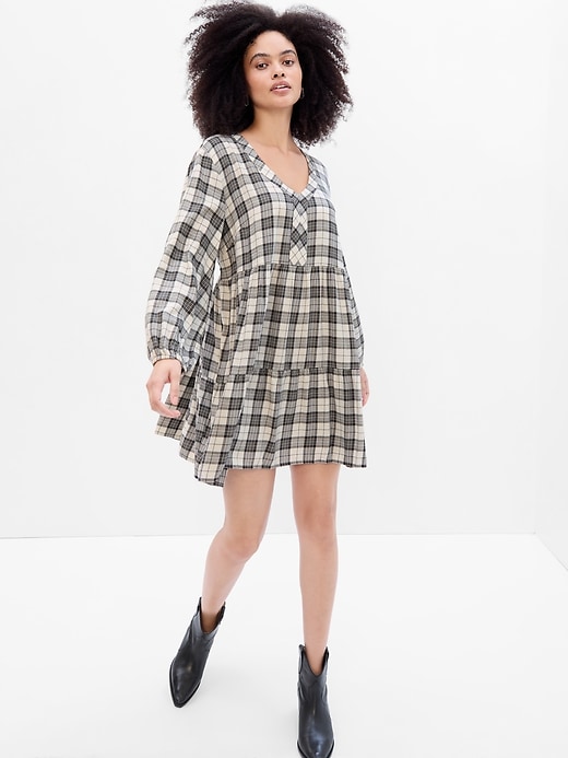Image number 3 showing, Plaid Tiered Mini Dress