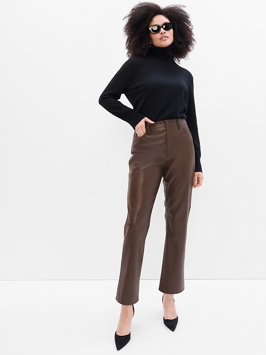 Image number 1 showing, High Rise Vintage Slim Faux-Leather Pants