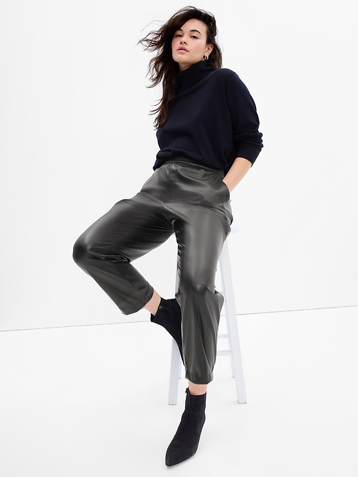 Image number 3 showing, Mid Rise Faux-Leather Easy Pants