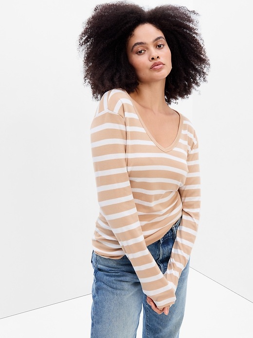 Image number 1 showing, Favorite Stripe V-Neck