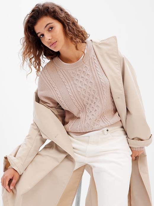 Image number 1 showing, Cable-Knit Crewneck Sweater
