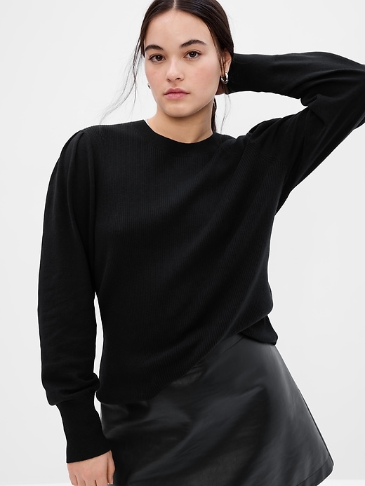 Image number 3 showing, Fitted Puff Sleeve Sweater