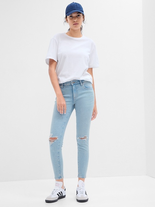 Gap Factory Women's Mid Rise Destructed Universal Legging Jeans with Washwell