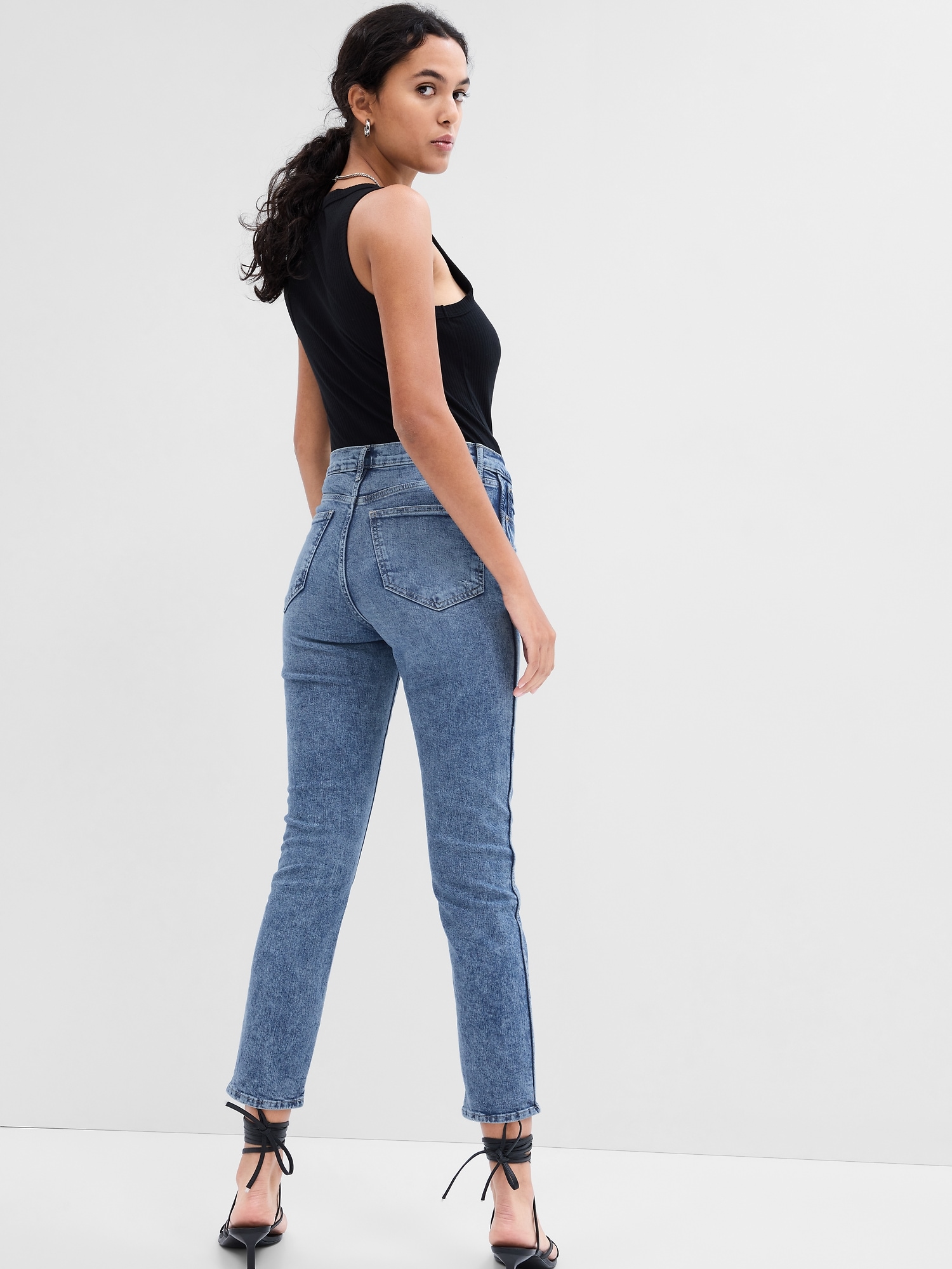 High Rise Distressed Vintage Slim Jeans