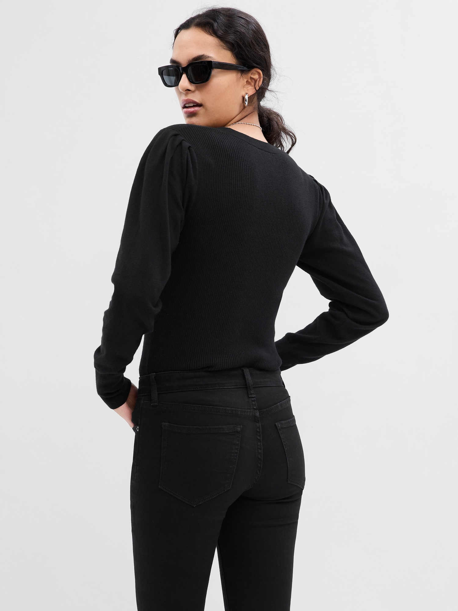 Fitted Puff Sleeve Sweater Gap Factory