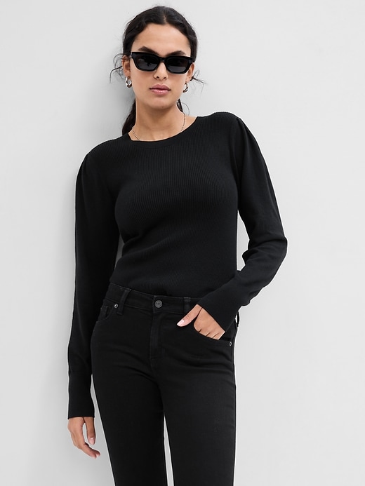 Image number 1 showing, Fitted Puff Sleeve Sweater