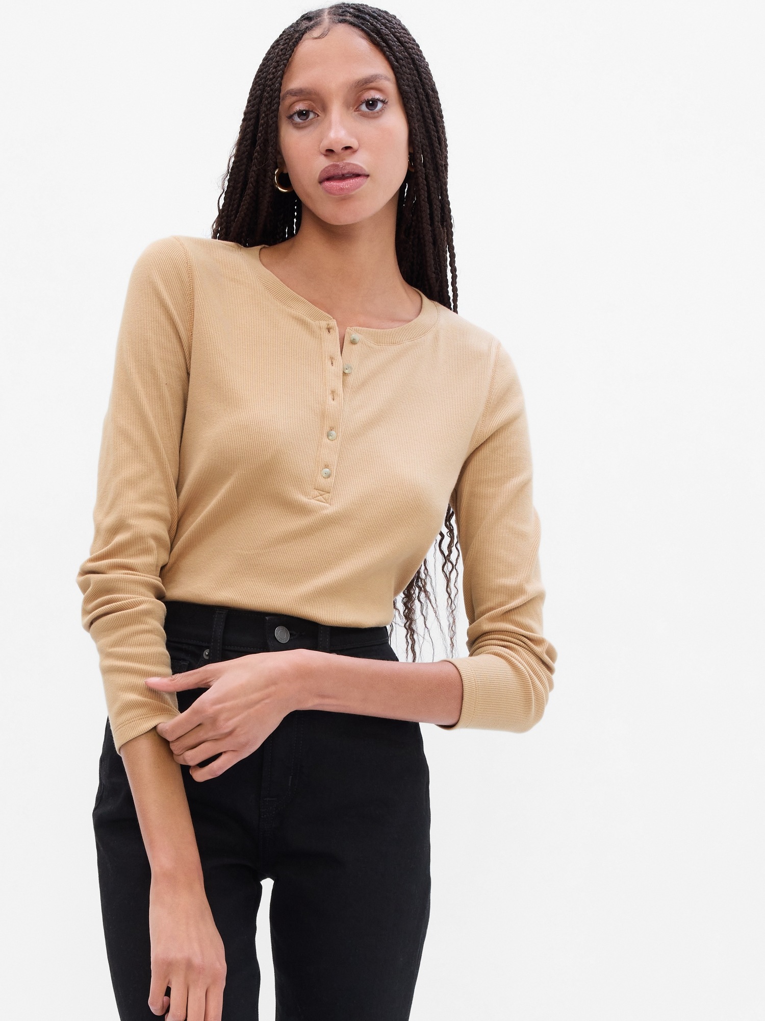 Ribbed Henley TShirt Gap Factory