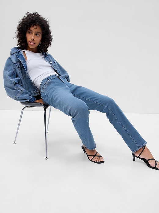 Image number 1 showing, Mid Rise Classic Straight Jeans