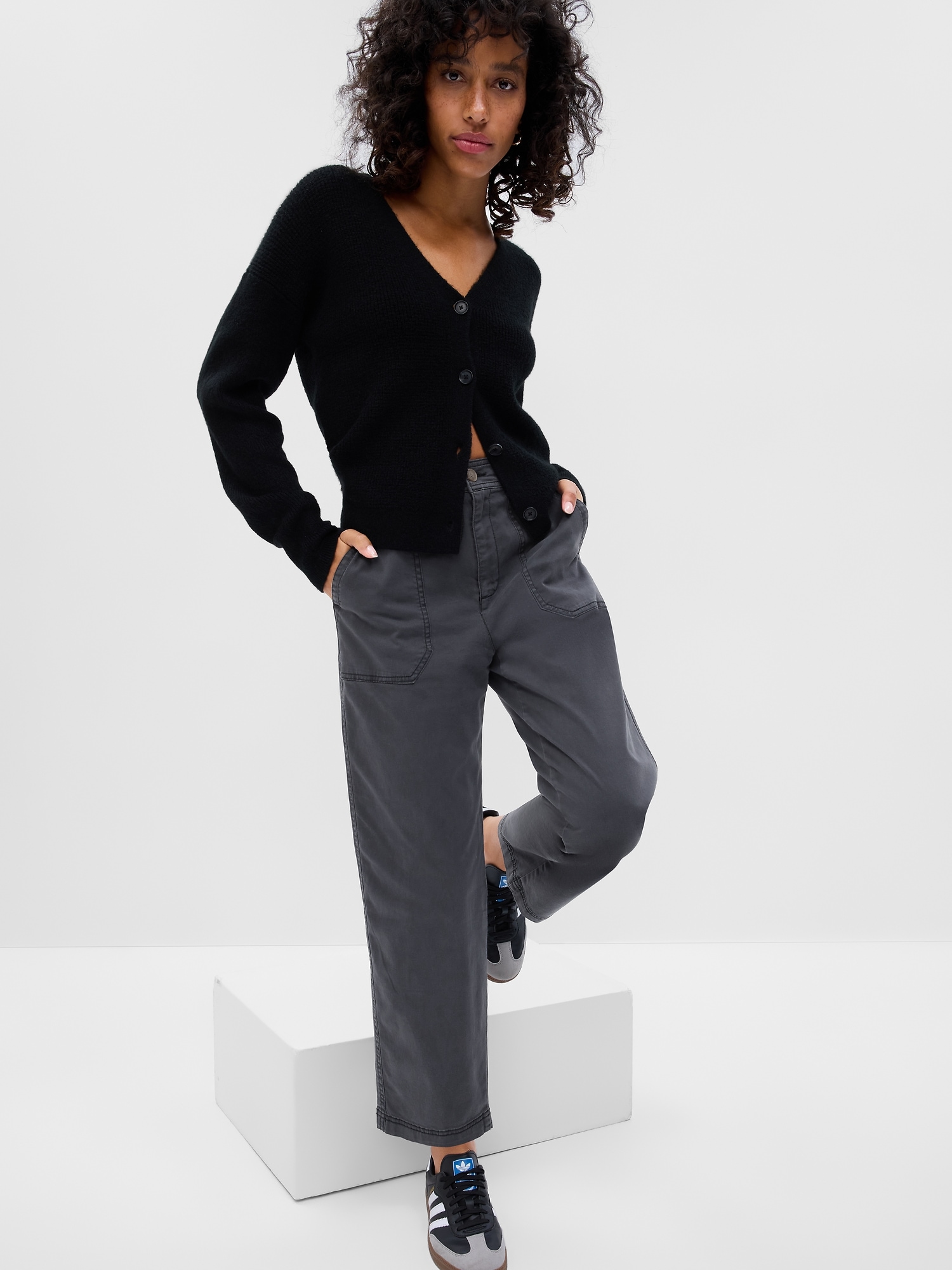 High Rise Girlfriend Utility Khakis with Washwell