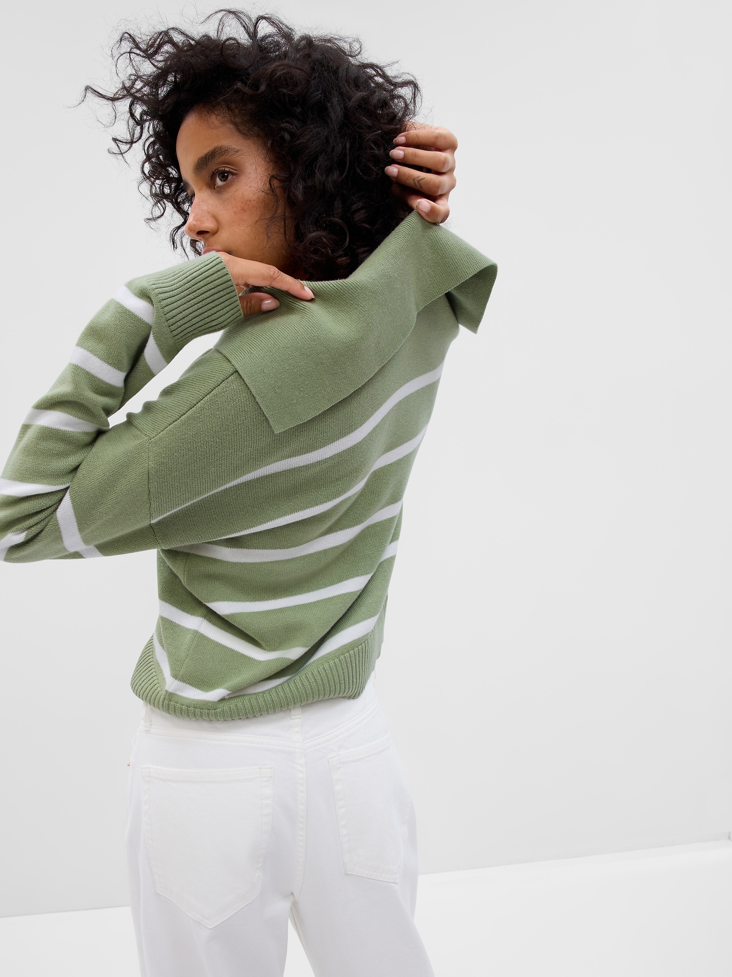 Stripe WideCollar Sweater Gap Factory