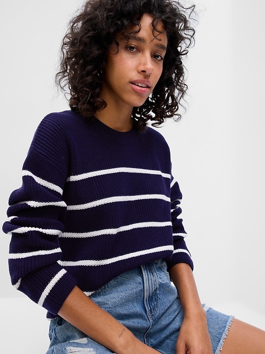 Image number 6 showing, Shaker-Stitch Stripe Crewneck Sweater