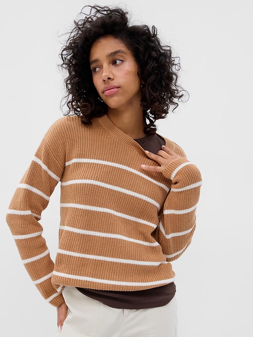 Image number 1 showing, Shaker-Stitch Stripe Crewneck Sweater