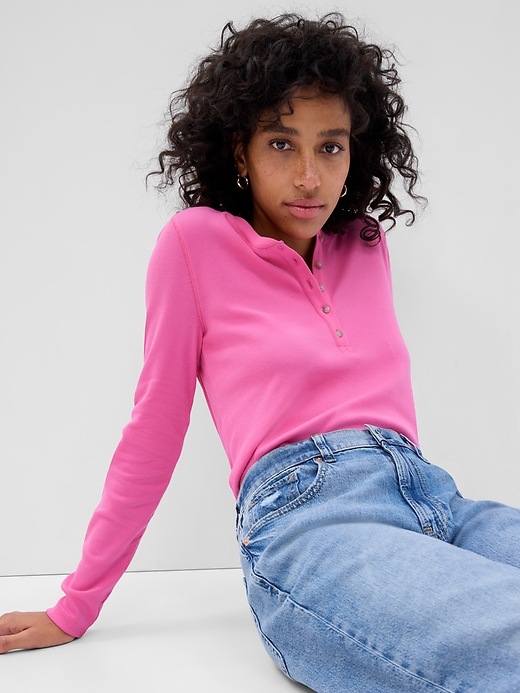 Ribbed Henley TShirt Gap Factory