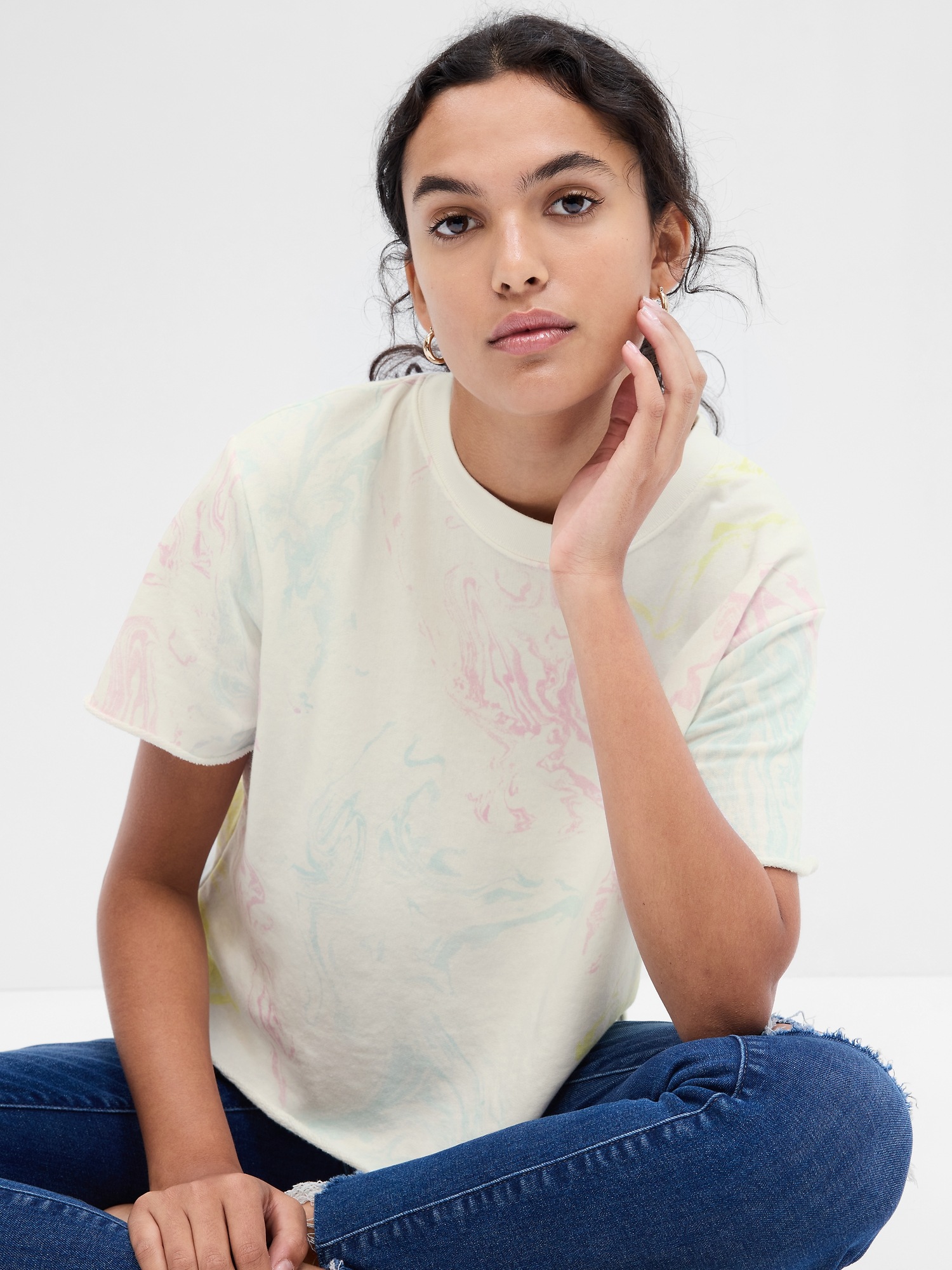 ElbowLength Sleeve Print Sweatshirt Gap Factory