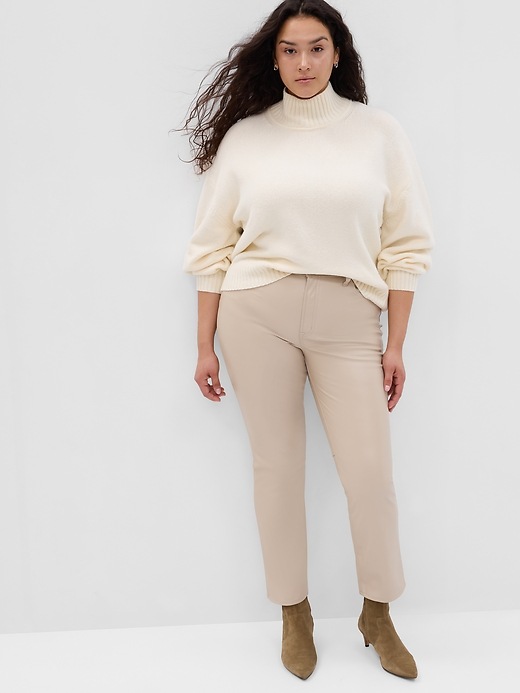 Image number 1 showing, High Rise Vintage Slim Seamed Vegan-Leather Pants