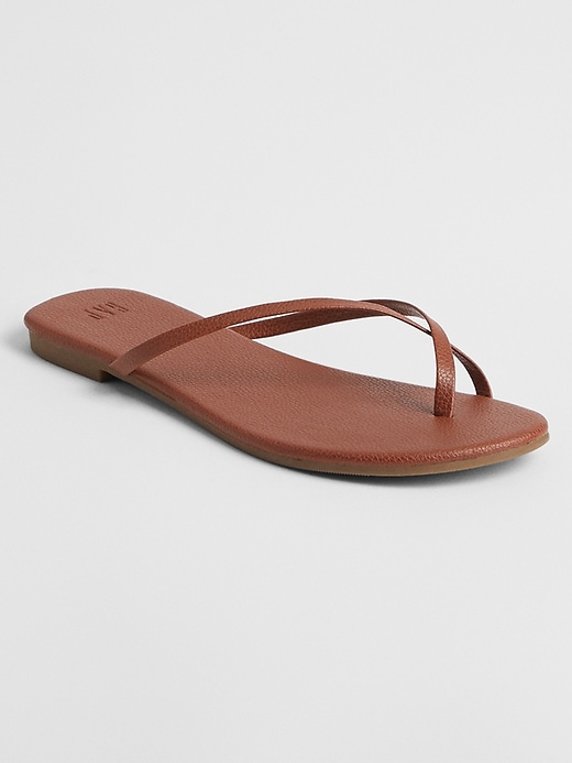 View large product image 1 of 1. Vegan-Leather Flip Flops