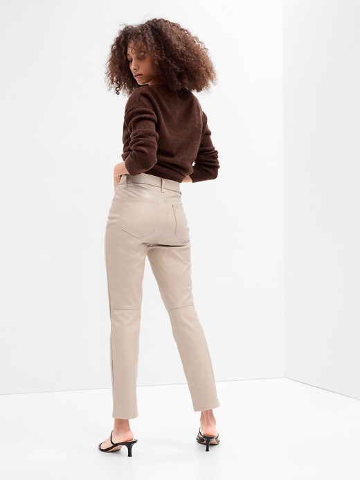 Image number 4 showing, High Rise Vintage Slim Seamed Vegan-Leather Pants