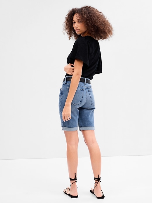 Image number 2 showing, 9" Mid Rise Denim Bermuda Shorts