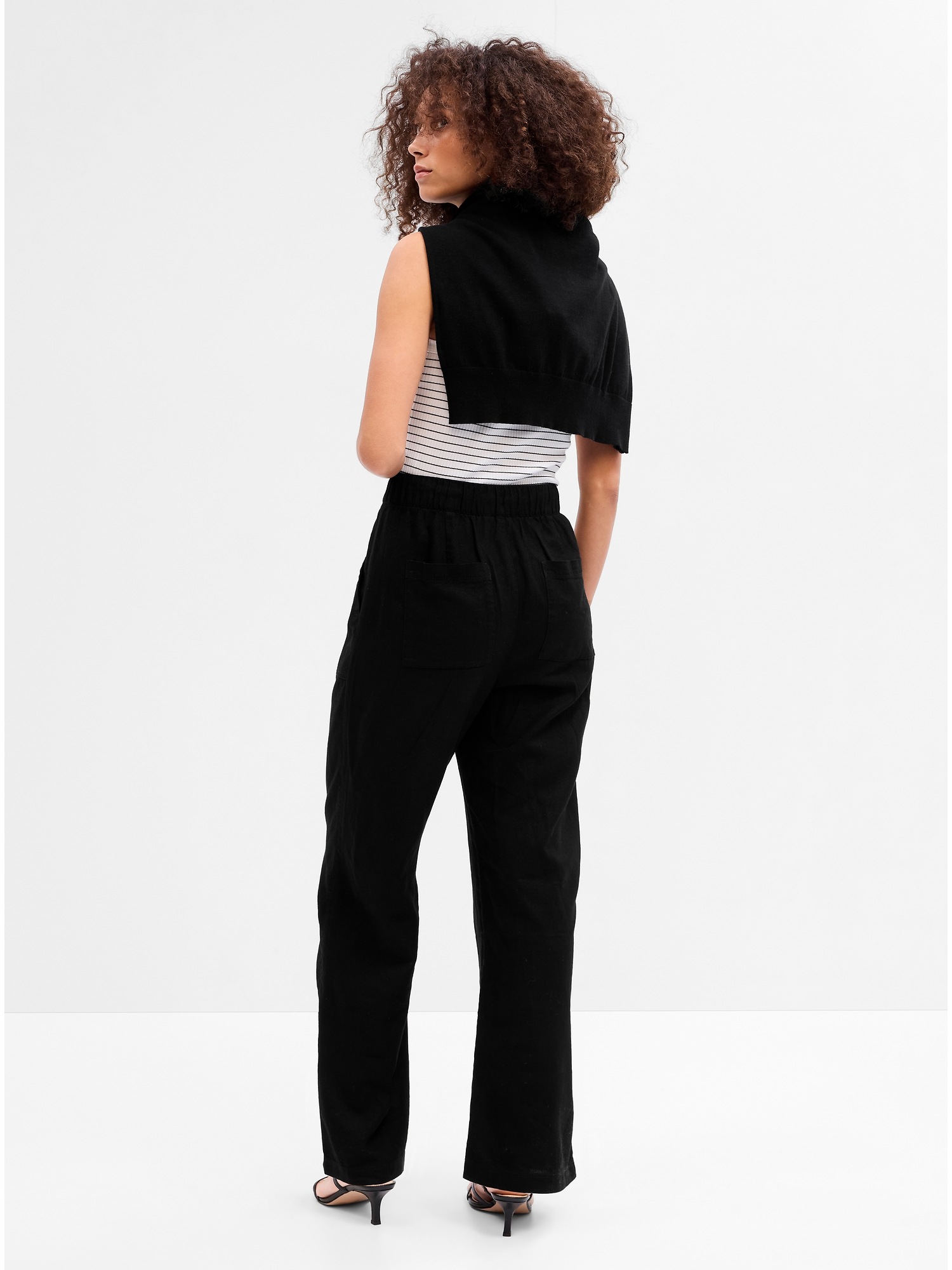 LinenBlend WideLeg PullOn Pants Gap Factory