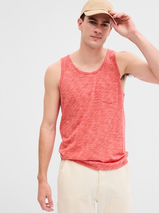 Gap Factory Men's Lived-In Pocket Tank Top (Size S-2XL in Bird of Paradise Red)