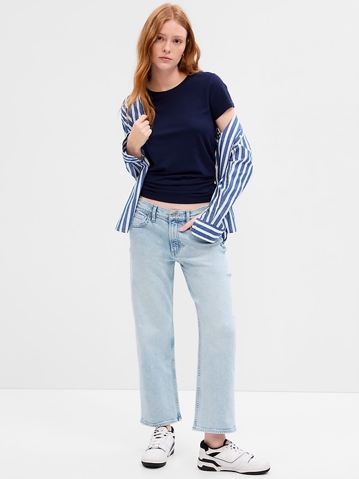 Image number 1 showing, Low Rise Straight Crop Jeans