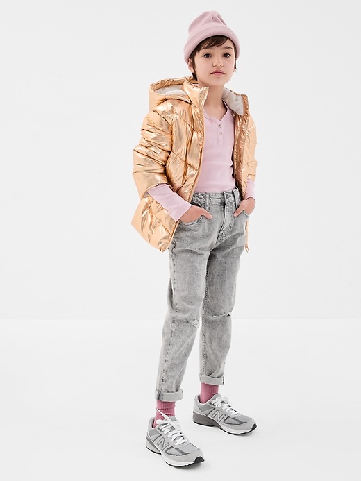 View large product image 2 of 3. Kids High Rise Destructed Mom Jeans with Washwell