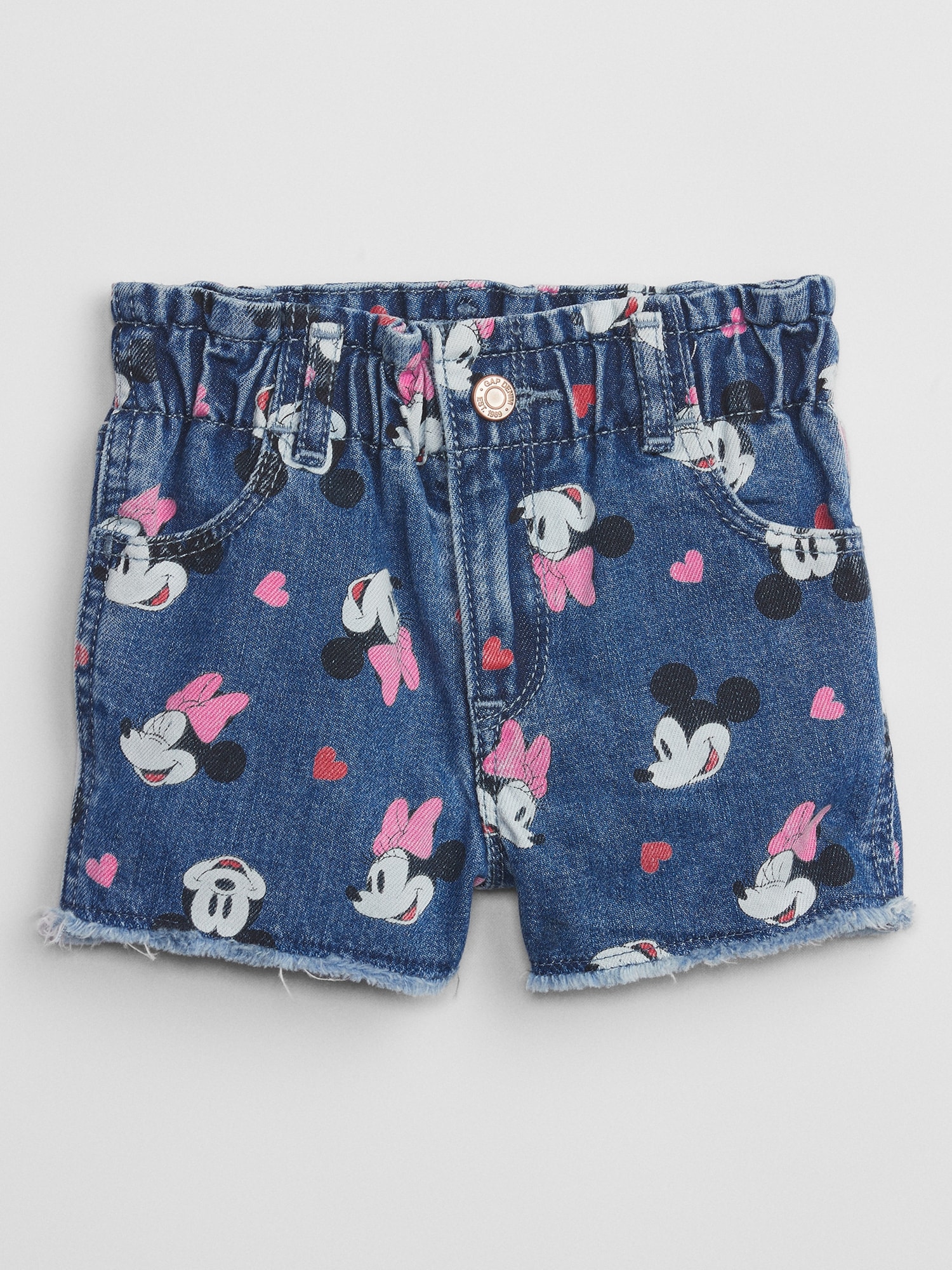 babyGap | Disney Mickey Mouse and Minnie Mouse Paperbag Mom Jean Shorts with Washwell