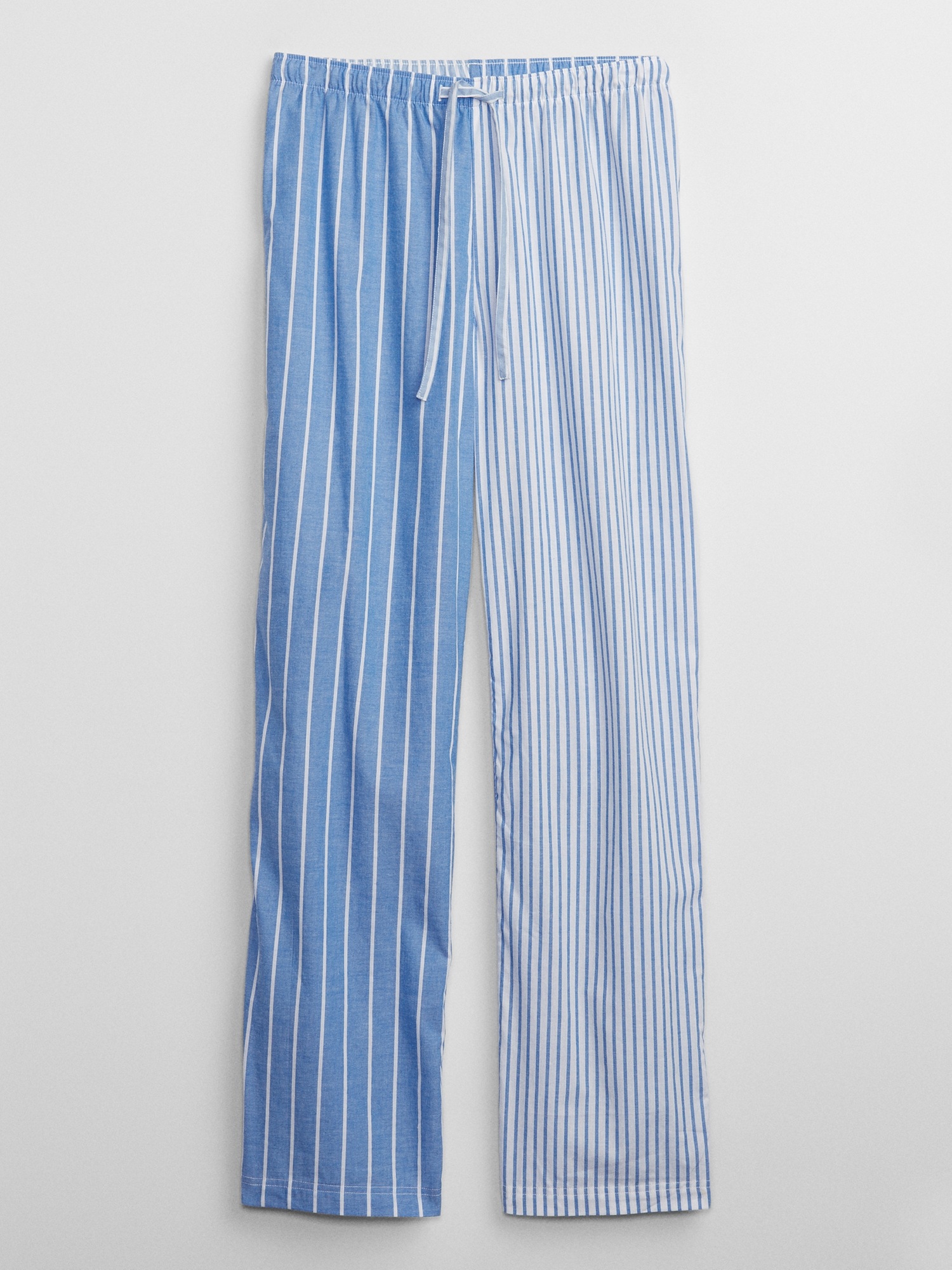 Women's 100% Cotton Woven Poplin Sleep Pajama Pants, Blue White