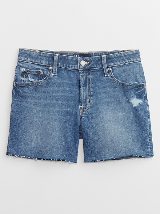 Image number 5 showing, 5" Mid Rise Distressed Denim Shorts