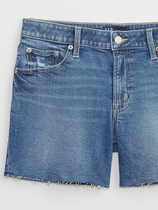 Image number 6 showing, 5" Mid Rise Distressed Denim Shorts with Washwell