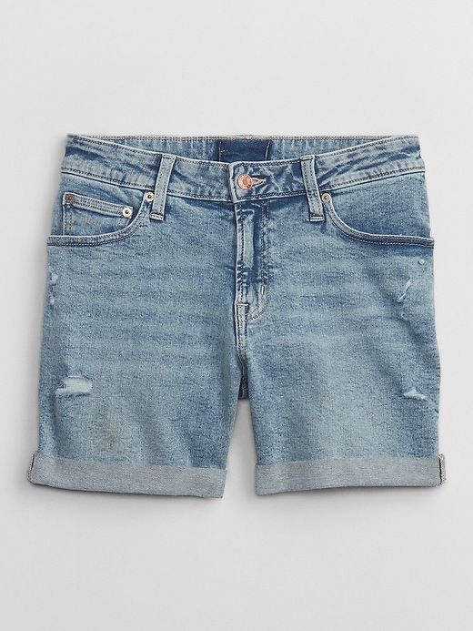 Image number 5 showing, 5" Mid Rise Distressed Denim Shorts with Washwell