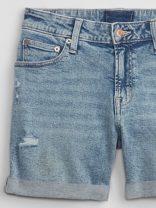 Image number 6 showing, 5" Mid Rise Distressed Denim Shorts with Washwell
