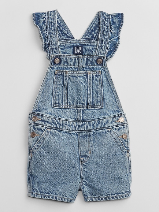 View large product image 1 of 2. babyGap Denim Flutter Shortalls with Washwell
