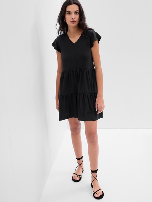 Tiered V-Neck Flutter Sleeve Dress | Gap Factory