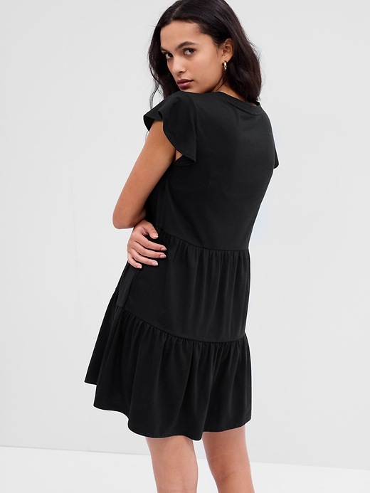 Tiered V-Neck Flutter Sleeve Dress | Gap Factory