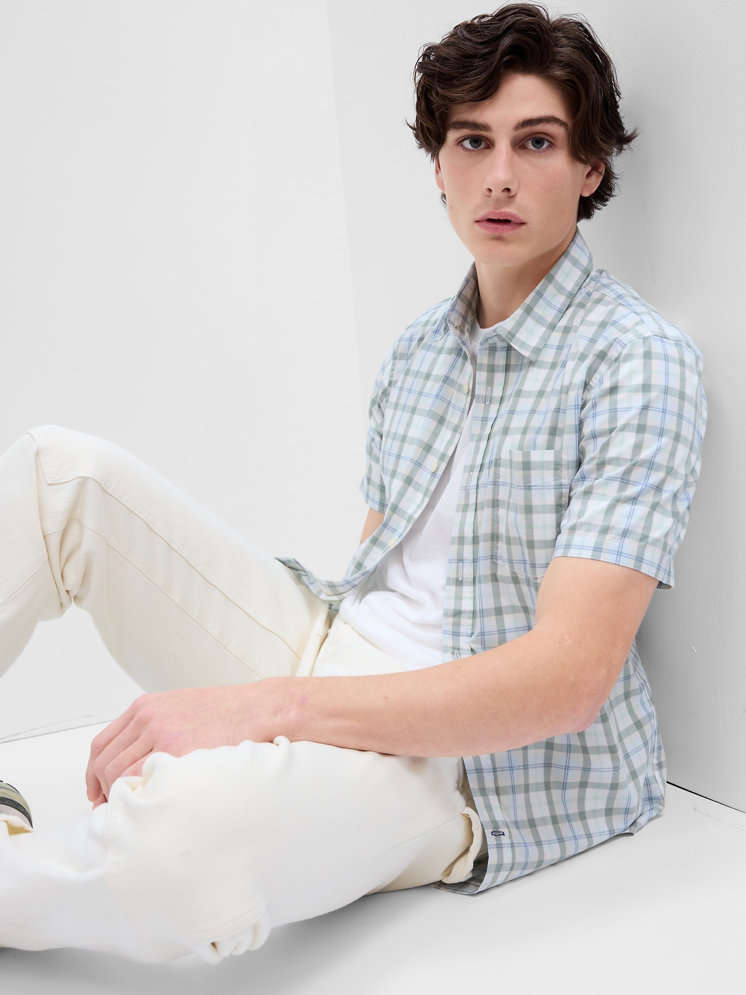 Stretch Poplin Shirt in Slim Fit